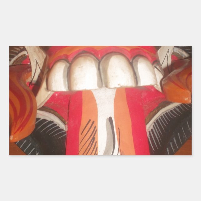 Funny Scary Weird Tongue Halloween Mask Rectangular Sticker (Front)