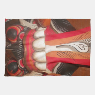 Funny Scary Weird Tongue Halloween Mask Tea Towel