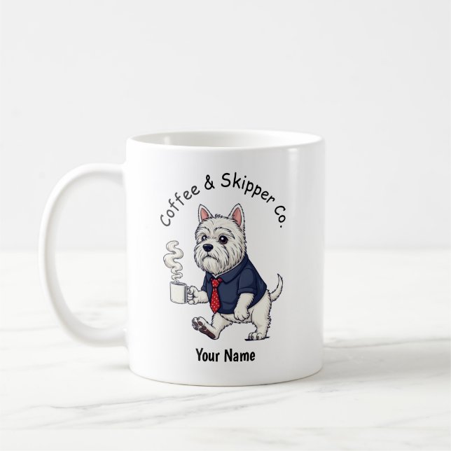 Funny  Schipperke Dog Business Suit Coffee  Mug (Left)