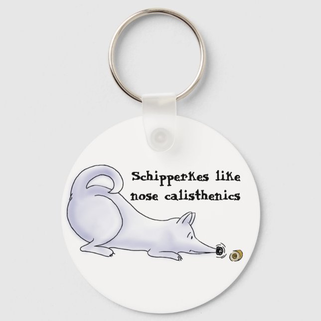 Funny Schipperke Dog Cartoon Key Ring (Front)
