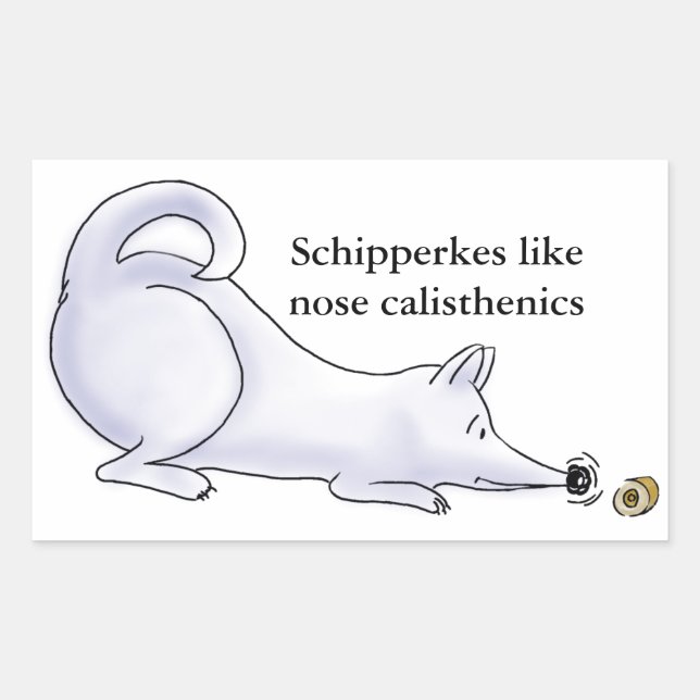 Funny Schipperke Dog Cartoon Rectangular Sticker (Front)
