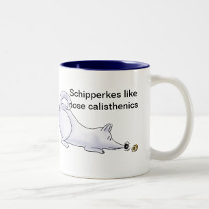 Funny Schipperke Dog Cartoon Two-Tone Coffee Mug