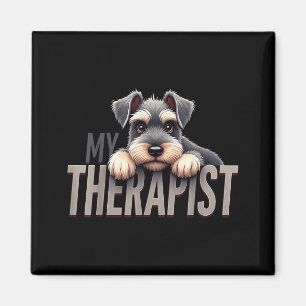 Funny Schnau Puppy My Therast Schnauzer Dog Magnet