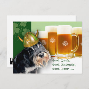 Funny Schnauzer and Beer St. Patrick's Day  Postcard