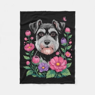 Funny Schnauzer Art For Women Schnauzer Dog Lover Fleece Blanket