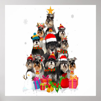 Funny Schnauzer Christmas Tree Pet DOG Lover Gift Poster