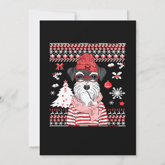 Funny Schnauzer Dog Christmas Gift Thank You Card (Front)