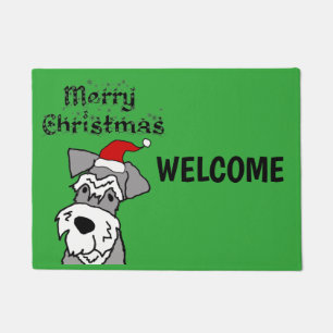 Funny Schnauzer Dog Merry Christmas Doormat