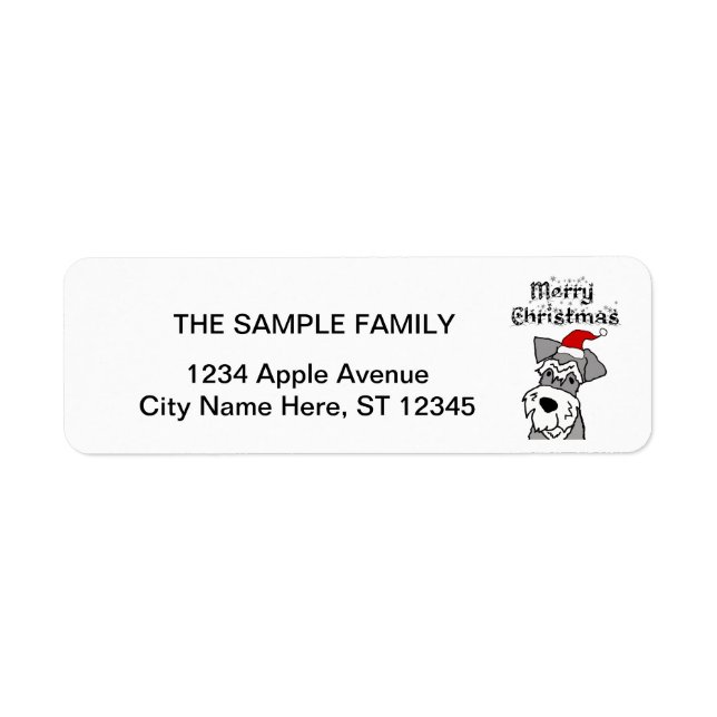 Funny Schnauzer Dog Merry Christmas Return Address Label (Front)