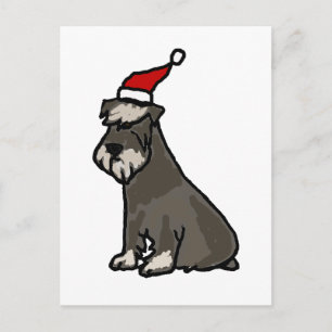 Funny Schnauzer in Christmas Hat Holiday Postcard