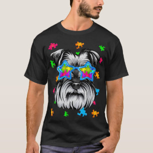 Funny Schnauzer Puzzle Autism Awareness Dog Lover  T-Shirt