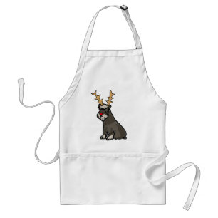Funny Schnauzer with Reindeer Antlers Christmas Standard Apron