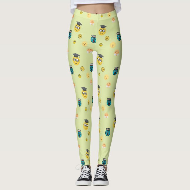 Funny scholar, panicked emojis leggings (Front)