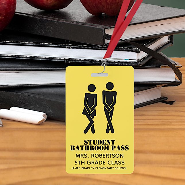 Funny School Bathroom Hall Pass Badge ID Badge (Creator Uploaded)