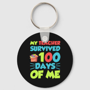 Funny School Boys Girls Kids Gift 100 Days Of Scho Key Ring