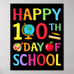 Funny School Boys Girls Kids Gift 100 Days Of Scho Poster