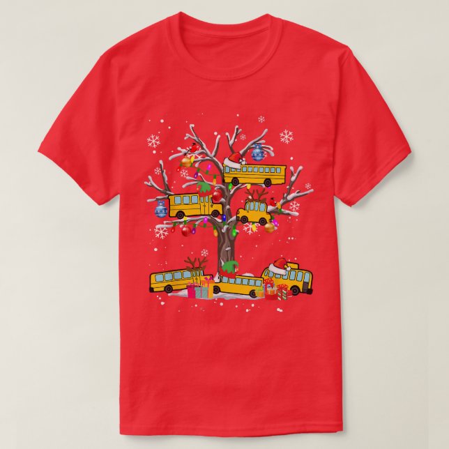 Funny School Bus Christmas Tree Bus Drivers Xmas M T-Shirt (Design Front)