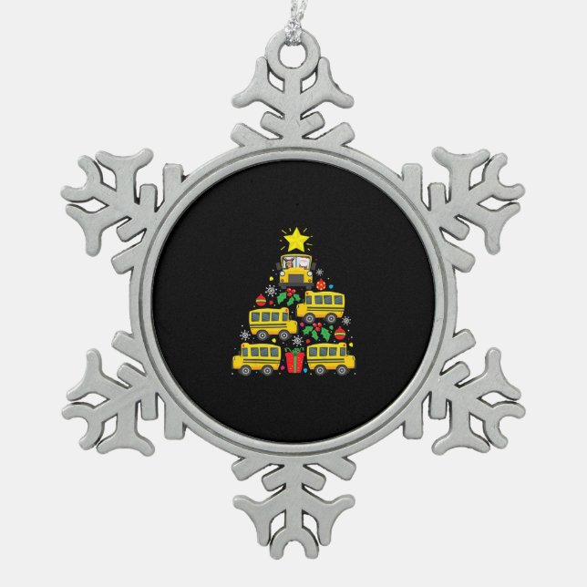 funny school bus driver christmas tree  ornament (Front)