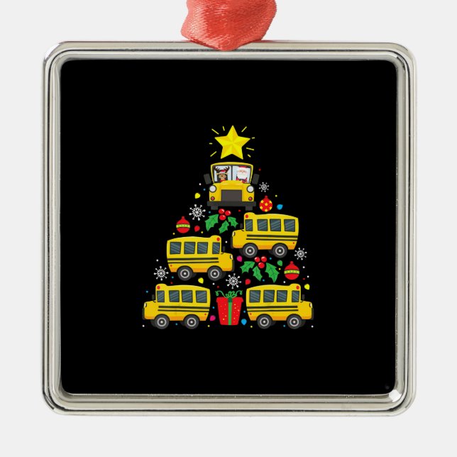 funny school bus driver christmas tree  ornament (Front)