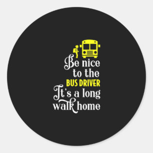 funny school bus driver classic round sticker