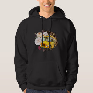 Funny School Bus Driver Flowers Leopard Cute Women Hoodie
