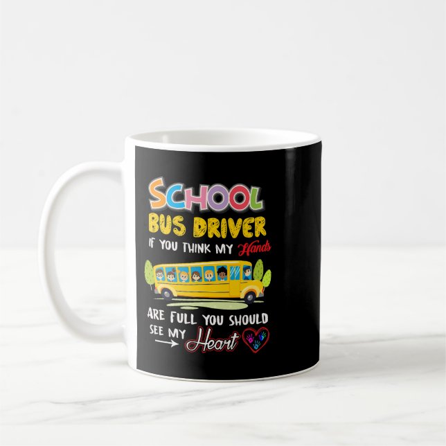 Funny School Bus Driver TShirt Cute Heart Apprecia Coffee Mug (Left)