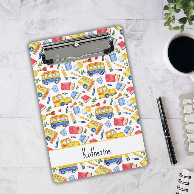 Funny School Bus Go Back To School Name Pattern Mini Clipboard (Creator Uploaded)