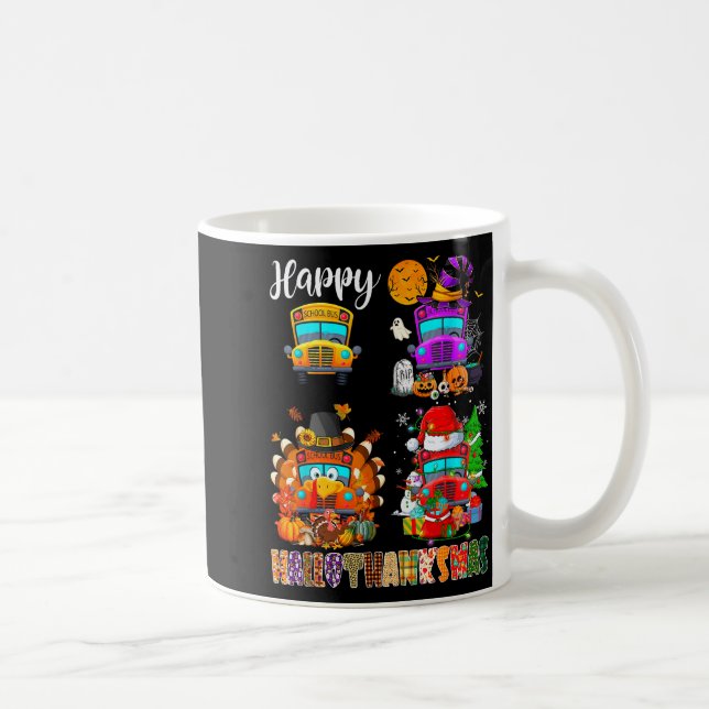 Funny School Bus Witch Turkey Santa Happy Hallotha Coffee Mug (Right)
