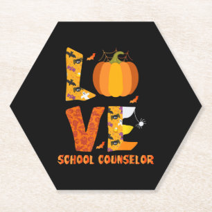 Funny School Counsellor Love Halloween Paper Coaster