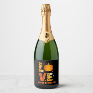 Funny School Counsellor Love Halloween Sparkling Wine Label