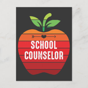 Funny School Counsellor Retro Apple Postcard