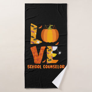 Funny School Counselor Love Halloween Bath Towel