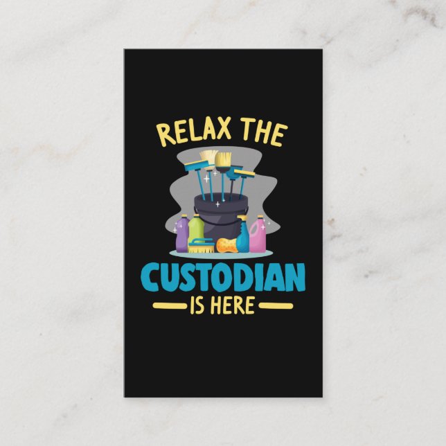 Funny School Custodian Cleaning Janitor Caretaker Business Card (Front)