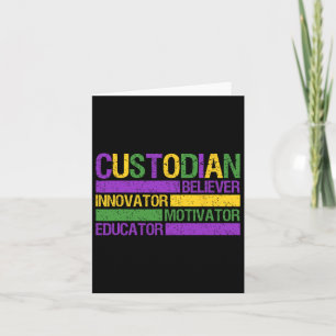 Funny School Custodian Mardi Gras Festival Party M Card