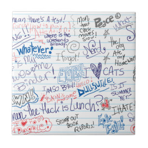 Funny School Doodles and Sayings Tile