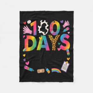 Funny school nurse 100 days of ice packs first aid fleece blanket