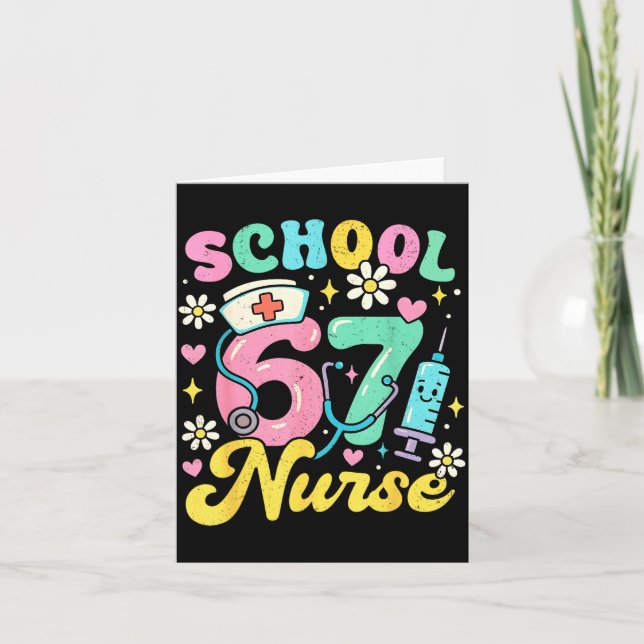 Funny School Nurse 67 Cute Medical Meme Design  Card (Front)