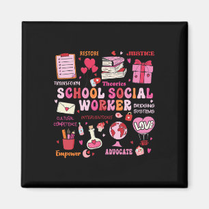 Funny School Social Worker Heart Valentines Day Magnet