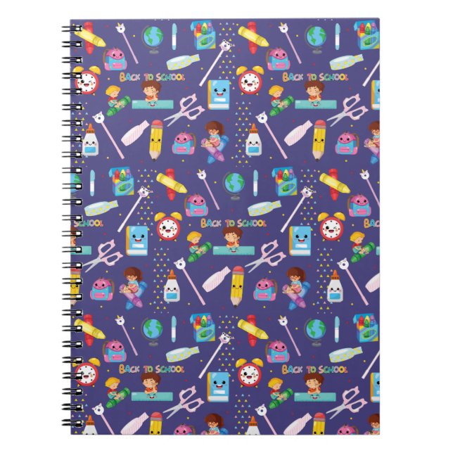Funny School Supplies Back to School Pattern  Notebook (Front)