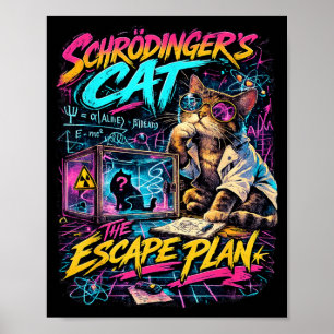 Funny Schrödingers Cat Escape Plan Science Teacher Poster