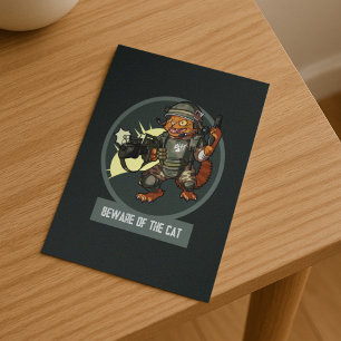Funny Sci-fi Marine Orange Cat Beware Of The Cat Postcard