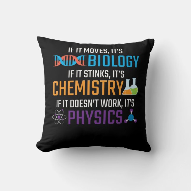 Funny Science Biology Chemistry Physics Teacher Cushion (Front)