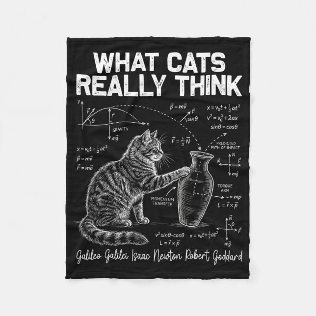 Funny Science Cat Physics Teacher What Cats Really Fleece Blanket (Front)
