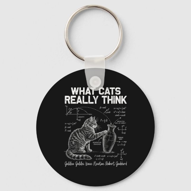 Funny Science Cat Physics Teacher What Cats Really Key Ring (Front)