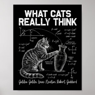 Funny Science Cat Physics Teacher What Cats Really Poster