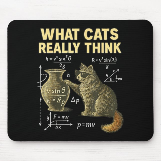 Funny Science Cat Physics What Cats Think Gift Men Mouse Pad (Front)