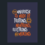 Funny Science Chemistry Universe Made Of Morons Poster<br><div class="desc">The Universe is Made of Protons, Neutrons, Electrons and Morons. Funny and sarcastic design for those who love Chemistry jokes, pun, sarcasm and humour. Cool and humourous merchandise for Chemistry teacher, chemist and science students. Perfect for science geek, nerd, high school teacher and student who love biology, physics and chemistry....</div>