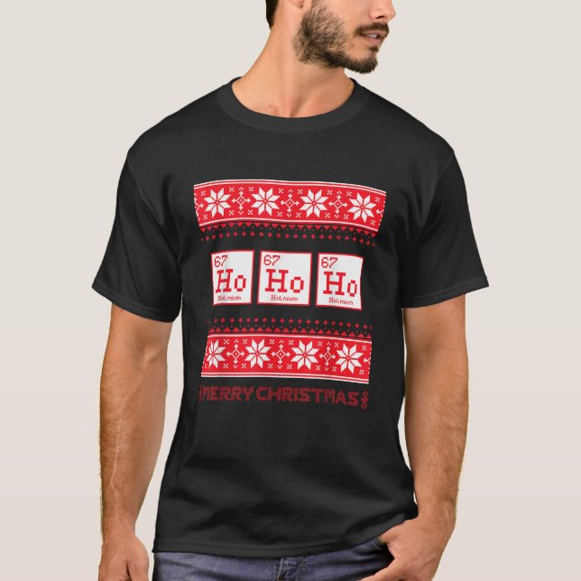 Funny Science Christmas Chemistry Ho Ho Ho Humour  T-Shirt (Front)