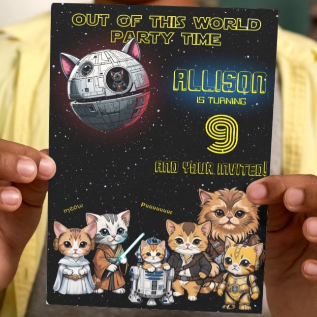 Funny Science Fiction Kitty Cat Custom Invitation (Creator Uploaded)