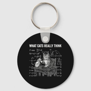 Funny Science Physics Cat Meme What Cats Think Key Ring